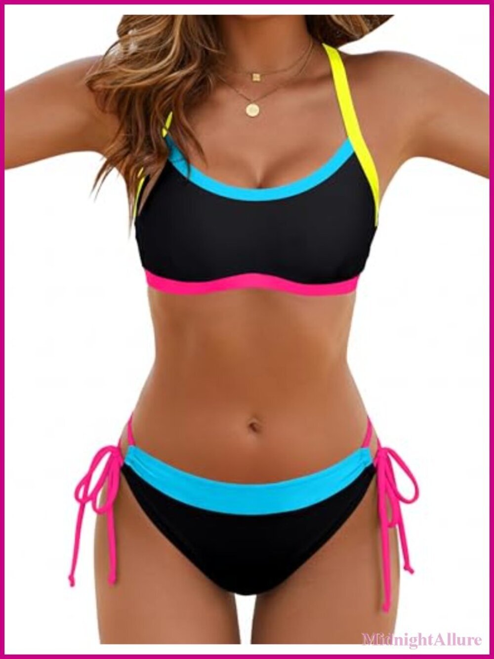 Color Block Bikini Set with Supportive Wide Straps